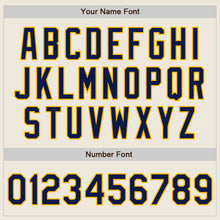 Load image into Gallery viewer, Custom Cream Navy-Gold Authentic Baseball Jersey
