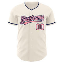 Загрузить изображение в средство просмотра галереи, Custom Cream Medium Pink-Navy Authentic Baseball Jersey
