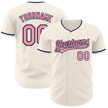 Загрузить изображение в средство просмотра галереи, Custom Cream Medium Pink-Navy Authentic Baseball Jersey