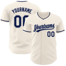 Load image into Gallery viewer, Custom Cream Navy-Gray Authentic Baseball Jersey