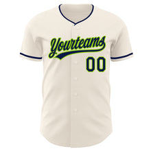 Загрузить изображение в средство просмотра галереи, Custom Cream Navy-Neon Green Authentic Baseball Jersey