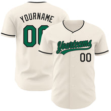 Load image into Gallery viewer, Custom Cream Kelly Green-Black Authentic Baseball Jersey