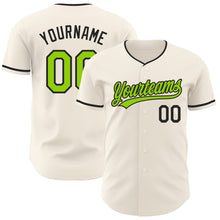 Charger l'image dans la galerie, Custom Cream Neon Green-Black Authentic Baseball Jersey