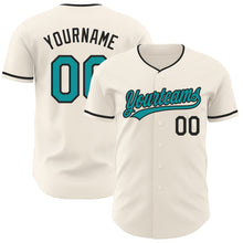 Load image into Gallery viewer, Custom Cream Teal-Black Authentic Baseball Jersey