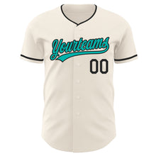 Load image into Gallery viewer, Custom Cream Aqua-Black Authentic Baseball Jersey