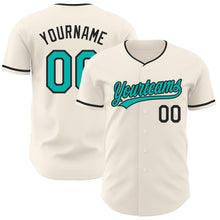 Load image into Gallery viewer, Custom Cream Aqua-Black Authentic Baseball Jersey