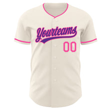 Load image into Gallery viewer, Custom Cream Purple-Pink Authentic Baseball Jersey