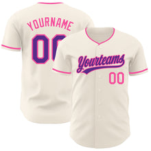 Load image into Gallery viewer, Custom Cream Purple-Pink Authentic Baseball Jersey