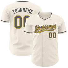 Загрузить изображение в средство просмотра галереи, Custom Cream Steel Gray-Old Gold Authentic Baseball Jersey