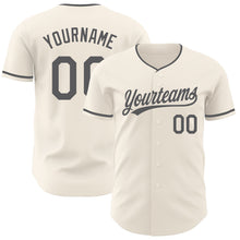 Laden Sie das Bild in den Galerie-Viewer, Custom Cream-Steel Gray Authentic Baseball Jersey