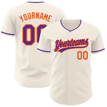 Загрузить изображение в средство просмотра галереи, Custom Cream Purple-Orange Authentic Baseball Jersey