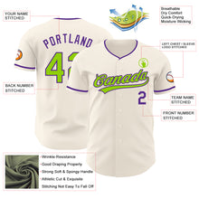 Загрузить изображение в средство просмотра галереи, Custom Cream Neon Green-Purple Authentic Baseball Jersey