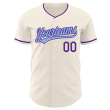 Загрузить изображение в средство просмотра галереи, Custom Cream Light Blue-Purple Authentic Baseball Jersey