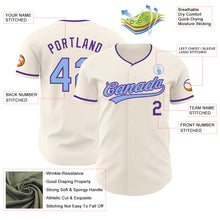 Загрузить изображение в средство просмотра галереи, Custom Cream Light Blue-Purple Authentic Baseball Jersey