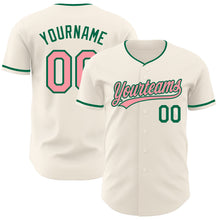 Загрузить изображение в средство просмотра галереи, Custom Cream Medium Pink-Kelly Green Authentic Baseball Jersey