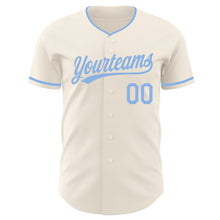 Загрузить изображение в средство просмотра галереи, Custom Cream-Light Blue Authentic Baseball Jersey