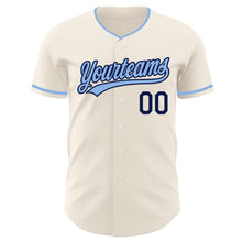 Charger l'image dans la galerie, Custom Cream Light Blue-Navy Authentic Baseball Jersey