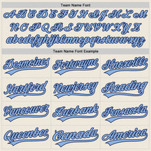 Charger l'image dans la galerie, Custom Cream Light Blue-Navy Authentic Baseball Jersey