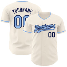 Charger l'image dans la galerie, Custom Cream Light Blue-Navy Authentic Baseball Jersey
