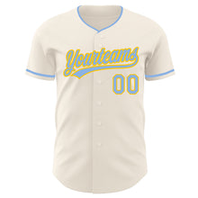 Загрузить изображение в средство просмотра галереи, Custom Cream Light Blue-Yellow Authentic Baseball Jersey