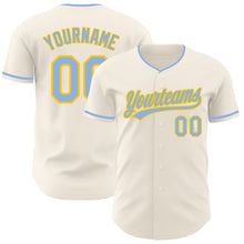 Загрузить изображение в средство просмотра галереи, Custom Cream Light Blue-Yellow Authentic Baseball Jersey