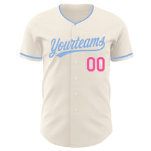 Загрузить изображение в средство просмотра галереи, Custom Cream Light Blue-Pink Authentic Baseball Jersey
