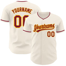 Laden Sie das Bild in den Galerie-Viewer, Custom Cream Crimson-Gold Authentic Baseball Jersey