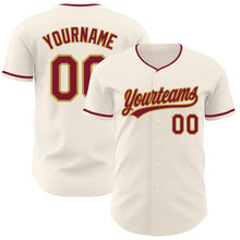 Загрузить изображение в средство просмотра галереи, Custom Cream Crimson-Old Gold Authentic Baseball Jersey