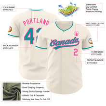 Laden Sie das Bild in den Galerie-Viewer, Custom Cream Teal-Pink Authentic Baseball Jersey