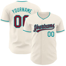 Загрузить изображение в средство просмотра галереи, Custom Cream Crimson-Teal Authentic Baseball Jersey