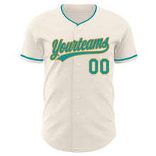 Charger l'image dans la galerie, Custom Cream Teal-Old Gold Authentic Baseball Jersey