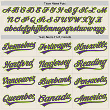 Load image into Gallery viewer, Custom Cream Purple-Neon Green Authentic Baseball Jersey