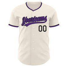 Charger l'image dans la galerie, Custom Cream Purple-Black Authentic Baseball Jersey