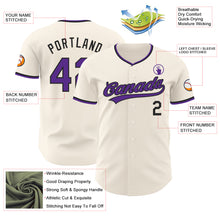 Charger l'image dans la galerie, Custom Cream Purple-Black Authentic Baseball Jersey
