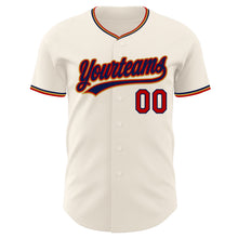Загрузить изображение в средство просмотра галереи, Custom Cream Navy Red-Old Gold Authentic Baseball Jersey