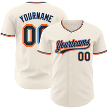 Load image into Gallery viewer, Custom Cream Black Powder Blue-Orange Authentic Baseball Jersey