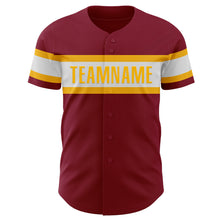 Charger l'image dans la galerie, Custom Crimson White-Gold Authentic Baseball Jersey