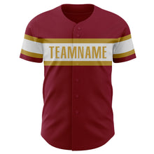Load image into Gallery viewer, Custom Crimson White-Old Gold Authentic Baseball Jersey