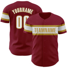 Load image into Gallery viewer, Custom Crimson White-Old Gold Authentic Baseball Jersey
