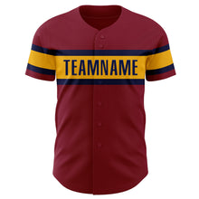 Загрузить изображение в средство просмотра галереи, Custom Crimson Gold-Navy Authentic Baseball Jersey