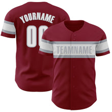 Charger l'image dans la galerie, Custom Crimson White-Gray Authentic Baseball Jersey