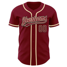 Laden Sie das Bild in den Galerie-Viewer, Custom Crimson Cream-Black Authentic Baseball Jersey
