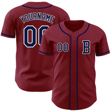 Laden Sie das Bild in den Galerie-Viewer, Custom Crimson Navy-White Authentic Baseball Jersey