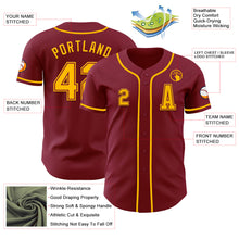 Laden Sie das Bild in den Galerie-Viewer, Custom Crimson Gold Authentic Baseball Jersey