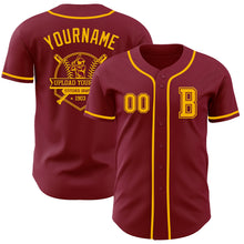 Laden Sie das Bild in den Galerie-Viewer, Custom Crimson Gold Authentic Baseball Jersey