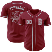 Laden Sie das Bild in den Galerie-Viewer, Custom Crimson Gray-White Authentic Baseball Jersey