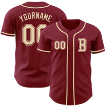 Laden Sie das Bild in den Galerie-Viewer, Custom Crimson Cream Authentic Baseball Jersey