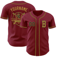 Laden Sie das Bild in den Galerie-Viewer, Custom Crimson Black-Old Gold Authentic Baseball Jersey