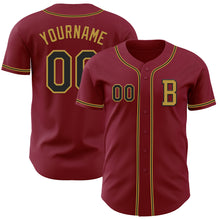 Laden Sie das Bild in den Galerie-Viewer, Custom Crimson Black-Old Gold Authentic Baseball Jersey
