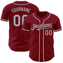 Load image into Gallery viewer, Custom Crimson Gray Authentic Baseball Jersey